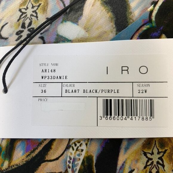 NEW IRO Damie Silk Multicolor Paisley Puff Sleeve Surplice Neckline - Picture 11 of 16